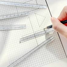 彩虹折射透明亚克力三角尺，易读双刻度，学生和工匠的多功能测量工具 - 白色 - 查看 4