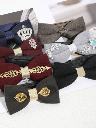 1pc Fashionable Luxury Acrylic Plated Accessory Adjustable Bow Tie, Suitable For Men And Women, Party And Formal Occasions