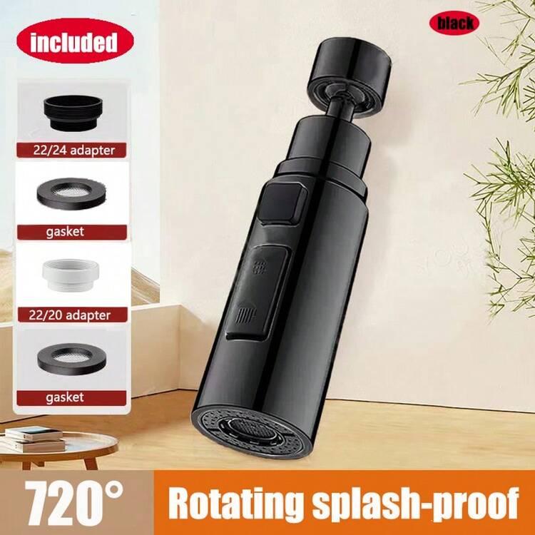 3-Mode High Pressure Kitchen Faucet Sprayer, 360° Swivel Sink Sprayer Head Attachment, Large Angle Aerator, Extendable Faucet Sprayer, Fits Most Faucets - Black - View 7