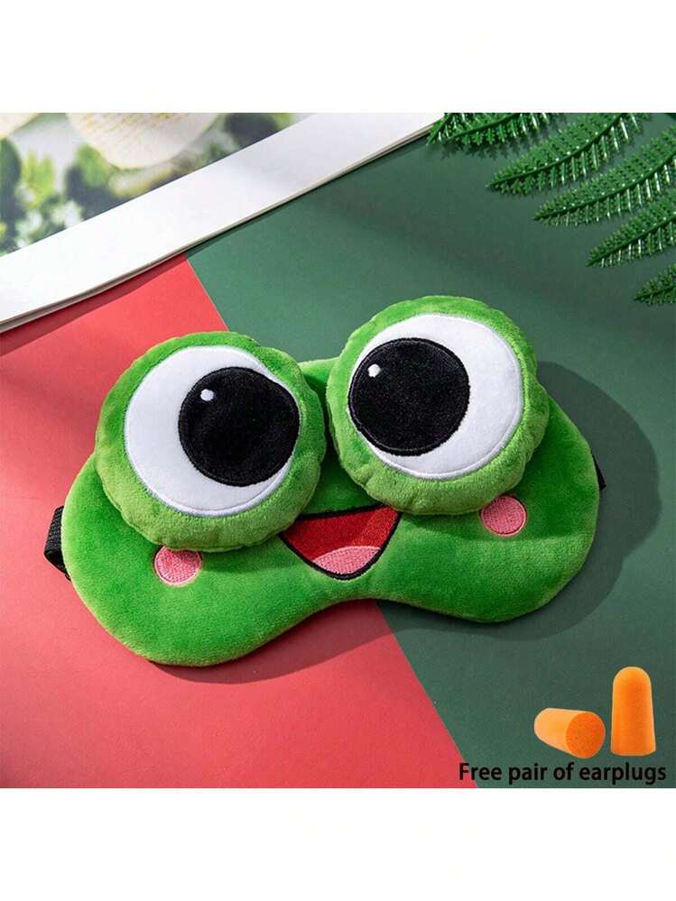 1pc Cartoon Frog Expression Eye Mask - Happy, Surprised, Smile, Sad, Comfortable Light-Blocking Eye Mask, Comes With 1 Pair Of Earplugs, Relieve Eye Fatigue, Suitable For Christmas Party, Unisex - Multicolor - View 16