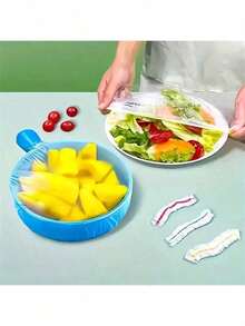 300pcs Extra Thick Food Preservation Bags, With Colorful Food Covers, Plastic Packaging Film, PE Preservation Bags, Suitable For Kitchen Storage, Household Plastic Packaging, Food Contact, And Leftover Food Storage. - Multicolor - View 5