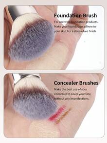 MAANGE 1/10件套专业铝管化妆刷套装，带纸质礼盒，双头粉底刷、腮红刷、散粉刷、眼影刷、睫毛刷、眉刷、唇刷、光晕刷、遮瑕刷，美妆刷套装，旅行化妆刷套装，女士及女孩礼物 - 金色 - 查看 7