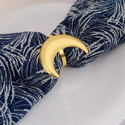 4pcs/6pcs/10pcs Moon Napkin Rings, Hotel Supplies Napkin Holders, Home Kitchen Dining Table Decor, Fabric Napkin Rings, Multi-Color Metal Moon Styles, Suitable For Daily Life, Banquet, Guests, All Seasons
