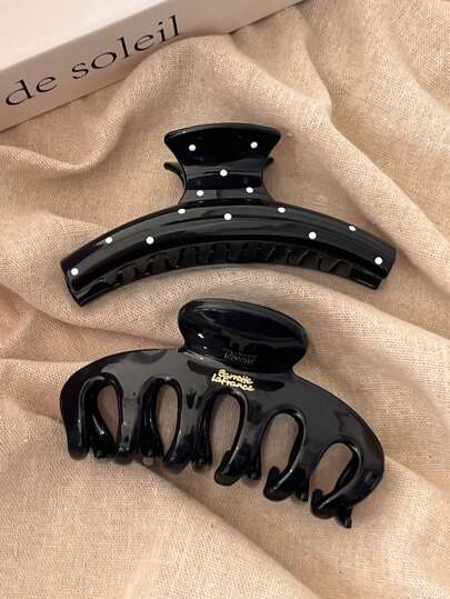 2pcs/1pc Women 4.41in/11.2cm Black Lightweight Plastic Hair Clips, Fashion Versatile High-End Elegant Simple Minimalist Solid Color Hair Claws, Suitable For Daily Outing, Casual, Party, Commute, Beach, Vacation, Ponytail, Bun, Face Washing, Makeup, Outfit Accessory Women Claw Clips Elegant Hair Accessories