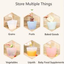 1个硅胶食品保鲜袋，可重复使用密封袋，适用于冰箱、水果蔬菜、冷冻保鲜容器、食品密封袋，适合密封食品储存、户外食用包装和厨房备餐。 - 彩色 - 查看 3