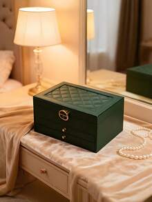 1pc 3-Tier Jewelry Storage Box, Watch Organizer, Earring Holder, Necklace Display, Bracelet Tray, Ring Storage, Large Capacity 3-Layer Jewelry Box With Lock - Kotak perhiasan - View 15