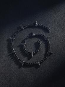 Men's Rhinestone Spiked Necklace, Diamond Tennis Chain, Cool Rapper Anime Hippie Claw Necklace, Halloween Costume Wakanda King Jewelry Gift