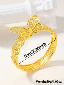 1 pieza Brazalete vintage estilo oriental dorado, adecuado para vacaciones, regalos y uso diario - Amarillo Oro - Ver 3