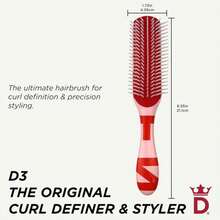 Denman D3 Original Curl Definer &Amp; Styler, Curly Hair Brush For Women &Amp; Men \U2013 7 Row Detangling &Amp; Curl Defining Brush For Smooth Defined Curls - A Precision Styling Brush For Straight Hair - ColorC - View 2