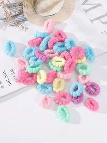 100pcs Solid Hair Tie Cute,Hair Accessories,Ponytail ,Hair Elastics,Hair Rope,Hair Ties Ponytail Holders ,Hair Rubber Bands ,Scrunchies - Multicolor - View 2