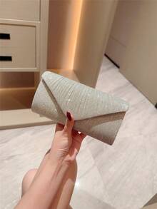 Shiny Evening Clutch Bag, Women's Evening Bag, Envelope Handbag, Large Wedding Party Prom Bag, Mini Flap Square Metallic Sequin Formal Dress Clutch, Suitable For Teenagers, Ladies, Socialites, Career Women For Weddings, Bridesmaids, Parties, Christmas, Halloween Balls, Birthday Gifts, Receptions, Workplaces And Other Occasions - Silver - View 4