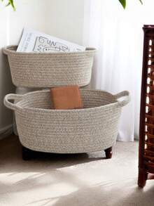1pc Extra Large Thick Foldable Laundry Basket, Dirty Clothes Basket, Blanket Basket, Handwoven With Auspicious Buckle Handle, For Storing Clothes, Blankets, Pillows, Toys, Miscellaneous Items, Shoes, Suitable For Bedroom, Laundry Room, Hallway - Multicolor - View 1