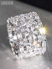 1pc Women's Elegant Square Cubic Zirconia Ring, Suitable For Wedding, Engagement, Anniversary Party, Valentine's Day Gift - 2# - View 5