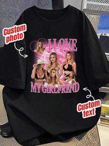 Customized Face Shirt, Customized Valentine's Day Shirt T-Shirt, Customized Retro Bootleg T-Shirt, Customized 90s Hip Hop T-Shirt, Customized Girlfriend T-Shirt, Personalized Photo Face Shirt, Customized Name & Image T-Shirt, Customized Face Shirt, Customized Single Party Shirt, Bride Shirt, Customized Gift, Customized Face Shirt, "I Love My Boyfriend" Customized Face Shirt, "I Love My Boyfriend" Customized Photo Shirt, "I Love My Boyfriend" Customized Heart Shirt, Valentine's Day Gift T-Shirt - Black - View 2