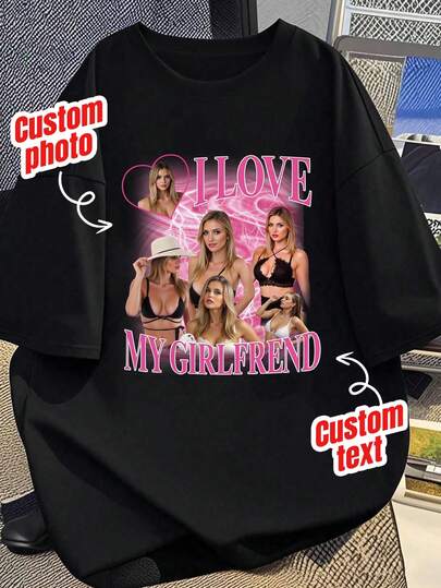 Customized Face Shirt, Customized Valentine's Day Shirt T-Shirt, Customized Retro Bootleg T-Shirt, Customized 90s Hip Hop T-Shirt, Customized Girlfriend T-Shirt, Personalized Photo Face Shirt, Customized Name & Image T-Shirt, Customized Face Shirt, Customized Single Party Shirt, Bride Shirt, Customized Gift, Customized Face Shirt, "I Love My Boyfriend" Customized Face Shirt, "I Love My Boyfriend" Customized Photo Shirt, "I Love My Boyfriend" Customized Heart Shirt, Valentine's Day Gift T-Shirt