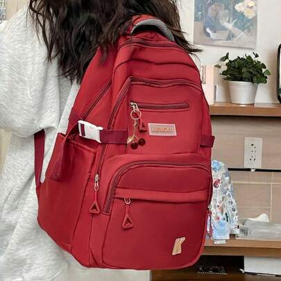 1 chiếc balo thời trang dung tích lớn (có mặt dây chuyền hình quả anh đào) - Balo học sinh/balo đi làm hàng ngày, thích hợp để đựng sách vở trong lớp học, đi chơi hàng ngày, sắp xếp đồ dùng văn phòng (bàn học, mua sắm hàng ngày, đi làm, du lịch ngắn ngày), đựng đồ dùng học tập, sắp xếp đồ dùng cá nhân hàng ngày, sắp xếp hồ sơ văn phòng, đóng gói hành lý du lịch nhẹ.