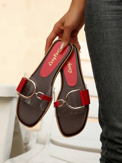 Dép xăng đan đế bằng thời trang nữ, giày hè thường ngày với khóa cài sành điệu, kiểu dáng bohemian, thích hợp mang ở nhà.