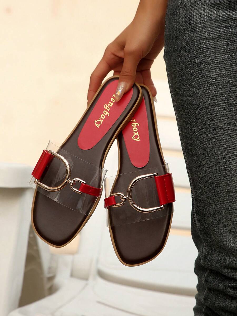 Dép xăng đan đế bằng thời trang nữ, giày hè thường ngày với khóa cài sành điệu, kiểu dáng bohemian, thích hợp mang ở nhà. - Nhiều màu - Xem 1