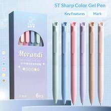 一盒6支装彩色伸缩圆珠笔，圣兰迪品牌，速干，高品质，学生必备文具，返校季必备 - 彩色 - 查看 4