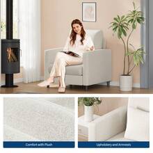 Conjunto De Sofá De 2 Plazas y Sillón Decorativo – Diseño Compacto y Cómodo – Tapizado De Poliuretano – Ideal para Espacios Pequeños, Salones o Dormitorios - Beis - Ver 5