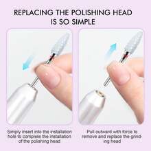 3pcs Ceramic Nail Polish Remover Drill Bits, Replacement Grinding Heads For Manicure & Pedicure - Multicolor - View 8