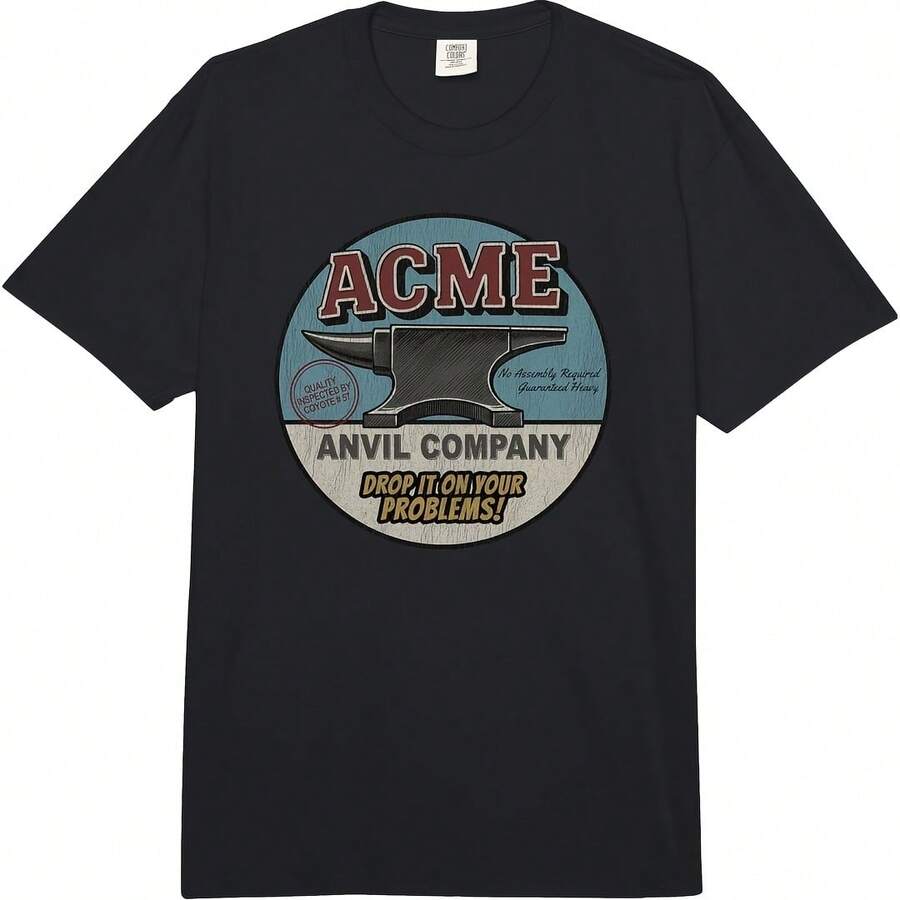 Acme Anvil Company Adult Heavyweight T-Shirt - 黃色 - 查看 1