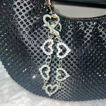 心形长链包包挂饰，闪亮包包吊坠，情人节礼物