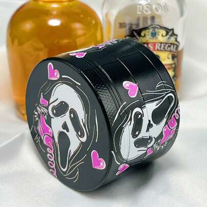 4-Layer Pink Heart Skull Grinder, Manual Metal Grinder, Kitchen Tool, Tobacco Accessory, Health & Home Goods