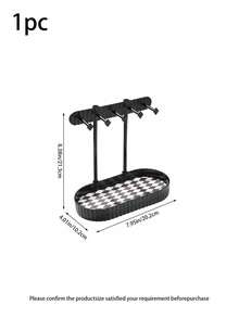 1/2pcs Luxury Jewelry & Skincare Storage Rack, Desktop Necklace & Earring Holder, Black & White Checkerboard Base Tray, Vanity Perfume & Lipstick Organizer Box, Tidy Storage For Delicate Items - Multicolor - View 8