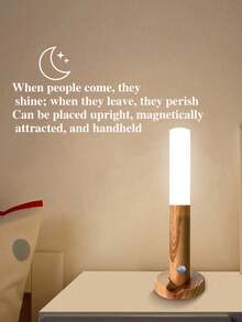 1pc Walnut Color Motion Sensor Wall Light, Smart PIR Sensor Night Light, Rechargeable LED Magnetic Wall Lamp, USB Rechargeable 3-Color Light, Easy Installation And Portable, Wireless Design, Suitable For Corridor, Bedroom, Stairs, Cabinet, Bathroom - ABS Material, (Battery Included) - Tricolor Light - View 10