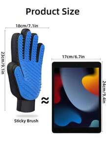 1PC Cat Grooming Gloves, Rubber Pet Cleaning Brush To Remove Floating Hair, Pet Grooming Gloves, Cat And Dog Bath Supplies - Blue - View 3