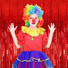 1/2 件闪亮红色金属丝流苏帘，派对装饰流苏帘，箔片流苏帘，婚礼派对装饰，新娘送礼会礼物，生日派对背景，性别揭晓派对用品，节日庆典，家居装饰，悬挂装饰，摄影背景，周年纪念，节日派对装饰 - 鮮紅色 - 查看 6