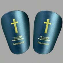 1 Pair Football Mini Shin Guards, Golden Cross Pattern, Unisex Thick Sports Protective Gear, Sturdy Anti-Collision, Leg-Fitting Design, Suitable For All Seasons - Golden Cross - View 11