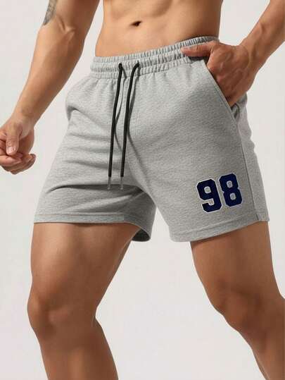 Men's Casual Solid Color Sports Shorts, Summer Style, Breathable Drawstring Elastic Waist Running Fitness Shorts, Beach Basketball Shorts, Loungewear Shorts