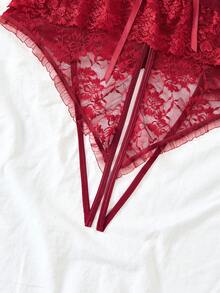 Women's Sexy Ribbon Cutout Backless Jumpsuit - Burgundy - View 4