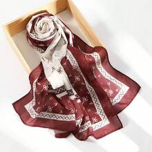 1pc Women's Chiffon Scarf, Printed Dubai Middle East Muslim Headscarf Shawl - Multicolor - View 7