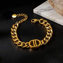 2件套不锈钢粗链手链，男女皆宜的时尚双D扣手镯，适合日常佩戴、休闲、派对叠戴、嘻哈风、啤酒节、情人节、生日礼物 - 鋼珠釘子手鐲 - 查看 2