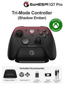 GameSir G7 Pro Gamepad, compatible con Series X/S, autorizado oficialmente por Microsoft, equipado con base de carga, adecuado para One, PC y sistemas Android. Admite tres modos de conexión, equipado con joystick TMR de resistencia magnética, giroscopio de seis ejes, disparadores de microinterruptor de efecto Hall, cuatro botones adicionales, frecuencia de sondeo de 1000Hz, batería recargable de 1200mAh, cuatro motores de vibración, agarre de textura de goma, color blanco mecánico. - G7 Pro - Ver 13