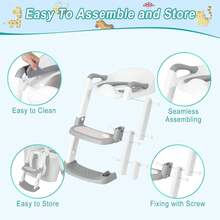 Asiento de inodoro para niños pequeños, antideslizante, con escalera y taburete, plegable. - blanco grisáceo - Ver 6
