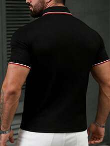 Men's Golf Polo Shirt, Fashion Business Casual Printed Short Sleeve Collared Design - Black - View 2