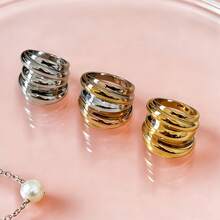 1 pieza Anillo de mujer con hilo giratorio, estilo minimalista exagerado de moda, color contrastante oro rosa, resistente al agua, no se desvanece, de alta calidad, personalizado para uso diario - Anillo de mujer de varias vueltas - Ver 10