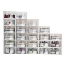 SHIOUCY 24 Pcs Foldable Clear Shoe Storage Box Case Sneaker Container Stackable Organizer NEW - White - View 3