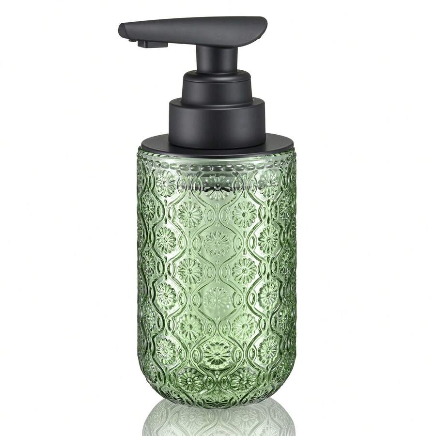 Retro Embossed Green Sensor Soap Dispenser, Bathroom/Kitchen Countertop Refillable Bottle, High-Quality Thick Material Wash & Storage Bottle, Rechargeable, Refillable, No Pressing Required - one-size - View 1