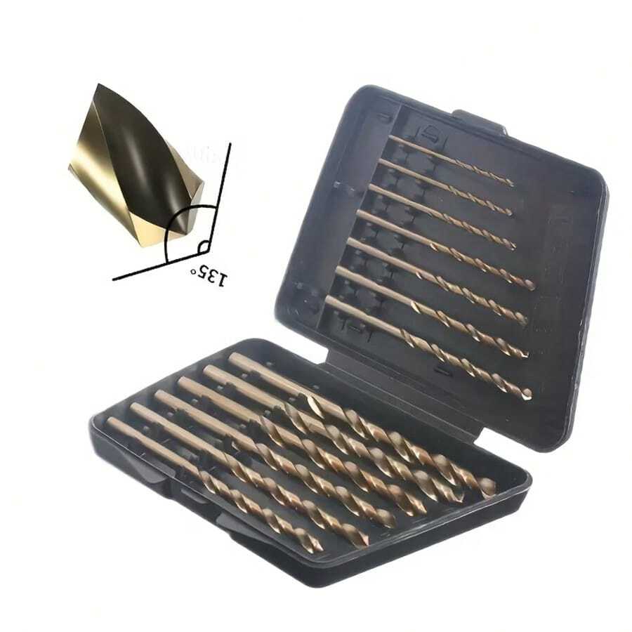 13 Stücke Cobalt Bohrersatz, M35 Spiraldesign, geeignet für Metall, Holz und Kunststoff. In stabilem Metallkasten verpackt, ideale Wahl für die Metallbearbeitung