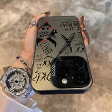 Phone Case - Fashionable Phone Case Featuring A Graffiti Devil Design, Compatible With For Iphone Models From 11 To 16, Including Pro And Plus Versions, Designed To Absorb Shocks. - Translucent Black - View 3