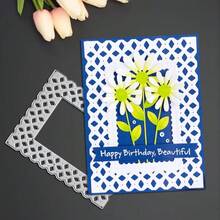 Creative Grids And Flowers Metal Cutting Dies, DIY Scrapbooking Album And Embossing Stencil, Greeting Card Making Tool, Card Paper Cutting Crafts ,Gift Card Making Template Die Cuts. - Silver - View 3