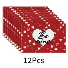 1 pieza Mantel individual con diseño de corazón, mantel de mesa de comedor, decoración navideña, mantel para desayuno, accesorio de cocina, mantel individual fácil de limpiar, adecuado para el hogar, restaurante, decoración de cocina y comedor - Multicolor - Ver 36