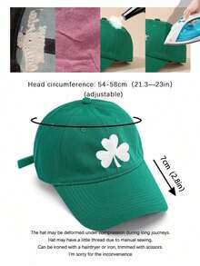1pc's Day Women's Baseball Caps Clover Embroidery Luck Green Hat Breathable Women's Accessories Holiday Celebration Gifts Sunscreen Hat - Shamrock - 查看 8
