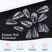 Almond Fake Nail Tips Medium: 600Pcs Full Cover Nail Tips For Acrylic Nails Professional Clear Nail Tip With Nail Glue Remover &Amp; Glue Acrylic False Nail Clippers Art Nail Extension Kit For Home Salon - ColorA - 查看 3