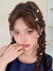 10 Stück Kunstperlen Haarclips, zierlich & elegant Seiteclips, Haraccessoires für Frauen, Klemmclips, Haarspangen, Haarbarrettes, Kopfschmuck - Verschiedenfarbig - Übersicht 2